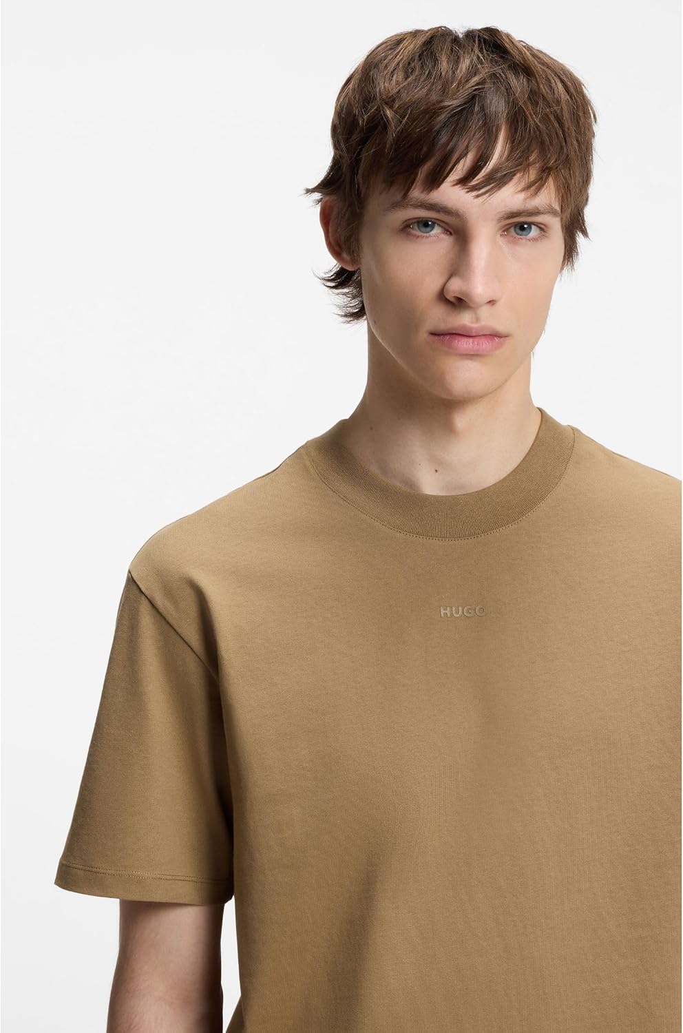 HUGO Herren Dapolino Relaxed-Fit T-Shirt aus Baumwoll-Jersey mit Logo-Print S Beige Overflow 928, S