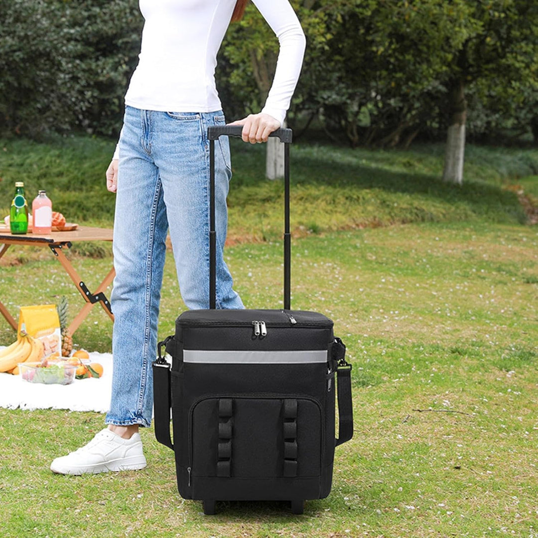 Robuste Kühltasche mit integrierten Rollen,mit Rädern & Griff, grosses Volumen - 35L Rollkühltasche