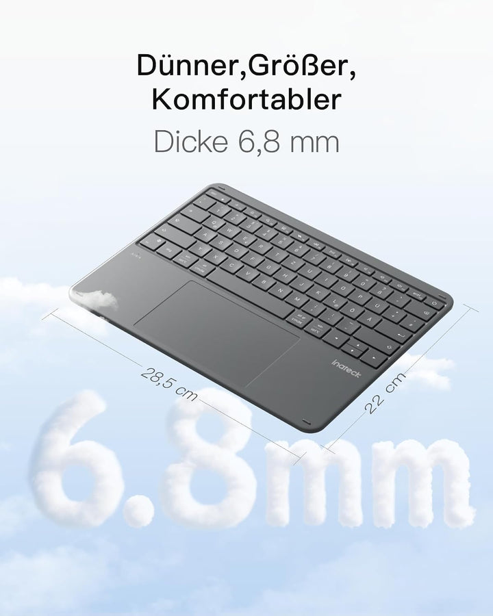 Inateck leichte Bluetooth-Tastatur, grosses Touchpad, grosse Tasten
