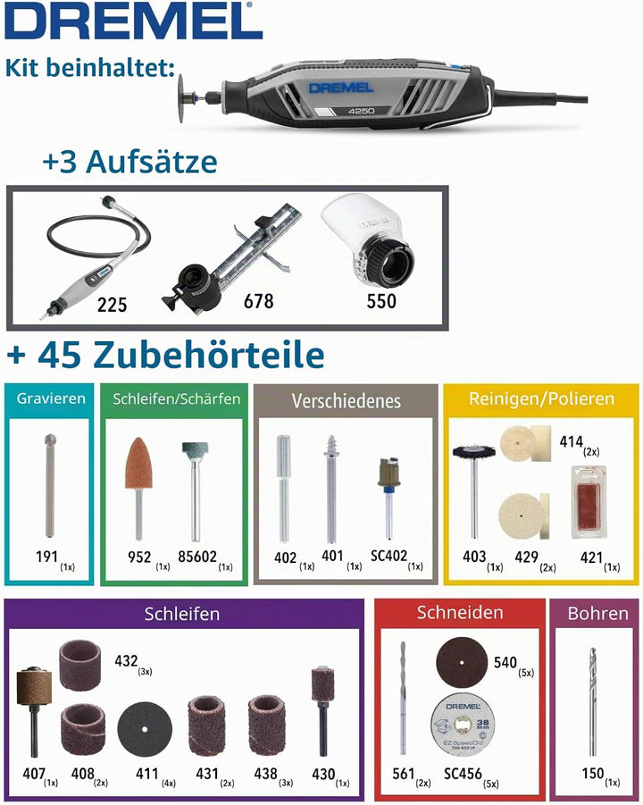 Dremel 4250 Rotationswerkzeug 175 W, Multifunktionswerkzeug-Set &amp; 565 Multifunktions Schneideset, fü