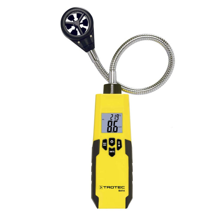 TROTEC Windmesser BA16 – Windmessgerät, Anemometer – Messbereich 1 bis 30 m/s, Abschaltautomatik, Me