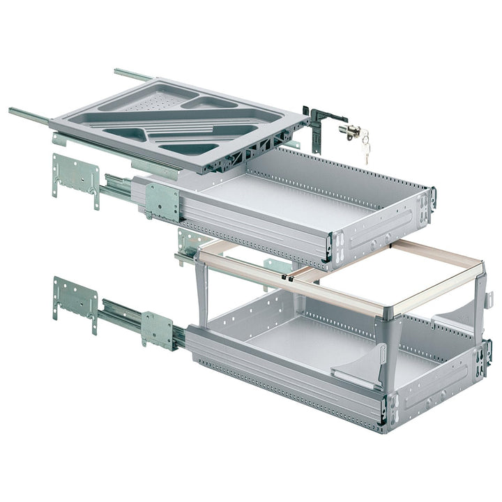 Hettich 46751 Systema TOP 2000 Container-Set SIL Sys,Voll-/Überauszug,ET 730,alu, Aluminium, Alumini