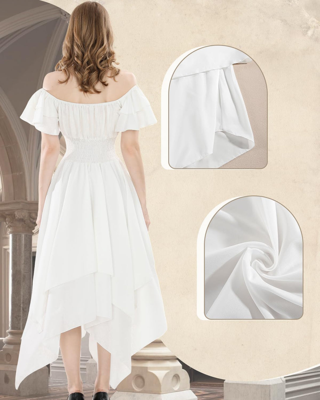 CR ROLECOS Mittelalter kostüm Damen Renaissance Kleid Gothic Viktorianisches Weiss bridgerton Kleid