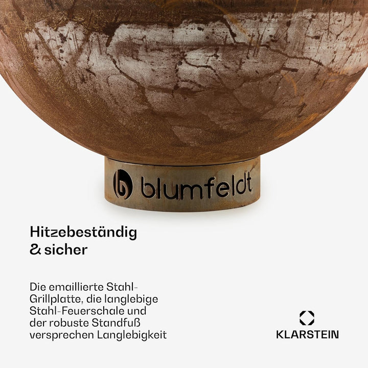 blumfeldt Savage Feuerschale mit Grill, Ø Feuerschale: 60,5 cm, Wasser- und frostfest, Brennstoff: F