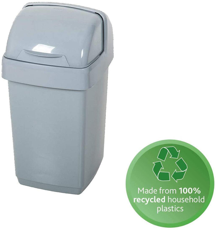 Addis 518460 Eco Abfalleimer für Badezimmer, Küche, 100% recycelter Kunststoff, 10 Liter, Hellgrau