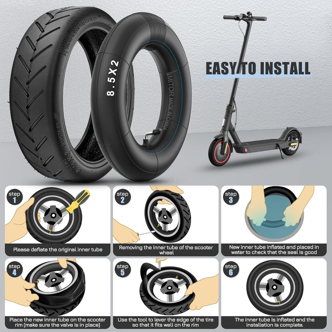E Scooter Reifen 8 1/2 x2 Schlauch für Xiaomi Pro 2/Pro/M365/1S/Mi 3, 50/75-6.1 Reifen und Schlauch