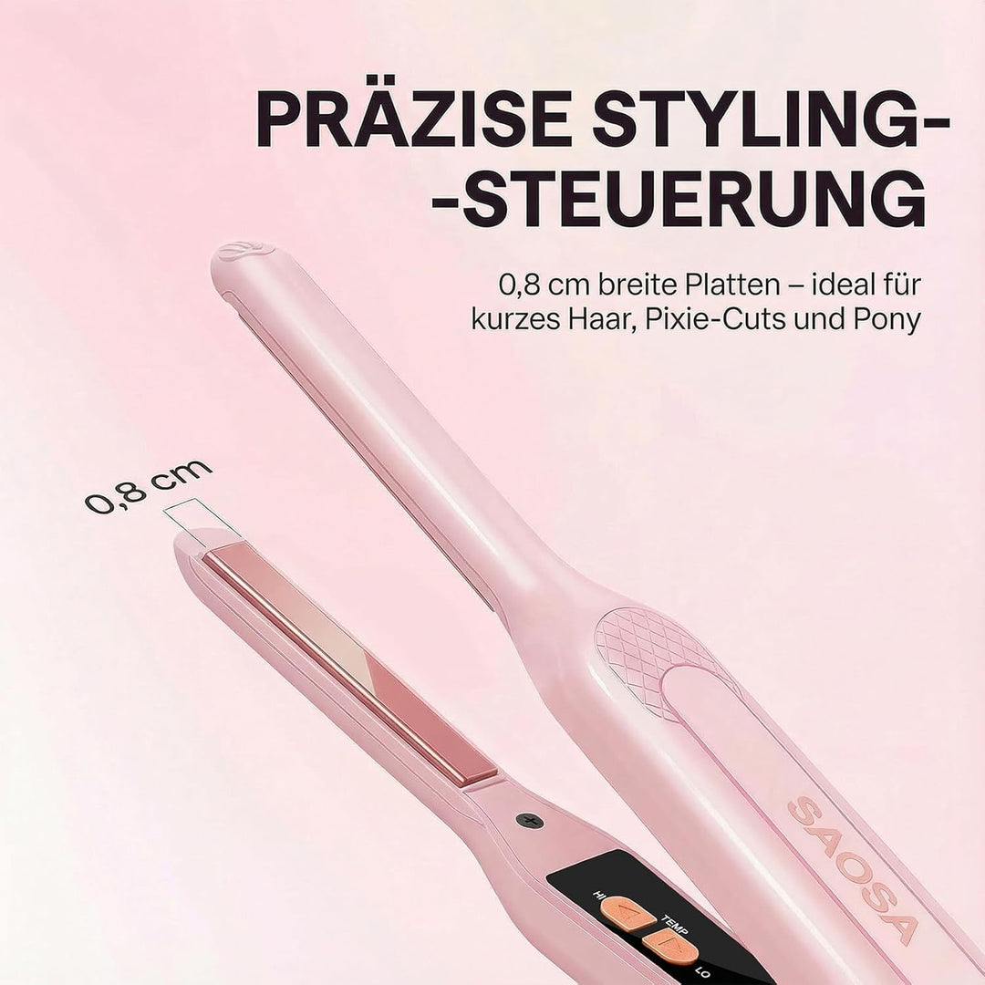 Mini Glätteisen, SAOSA Haarglätter und Lockenstab 2 in 1 Klein Glätteisen für kurzes Haar zum Locken