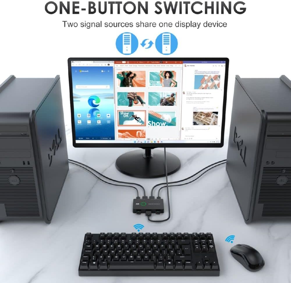 xiwai KVM Switch Selector USB 2.0 & HDMI 4K Dual PCs Sharing Monitor HDTV USB Port Tastatur Maus Sca