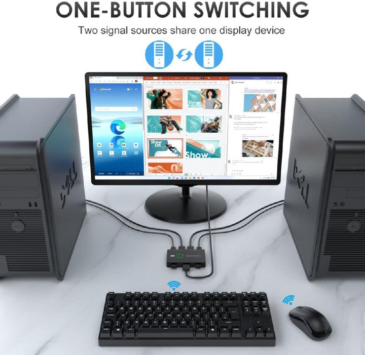 xiwai KVM Switch Selector USB 2.0 & HDMI 4K Dual PCs Sharing Monitor HDTV USB Port Tastatur Maus Sca