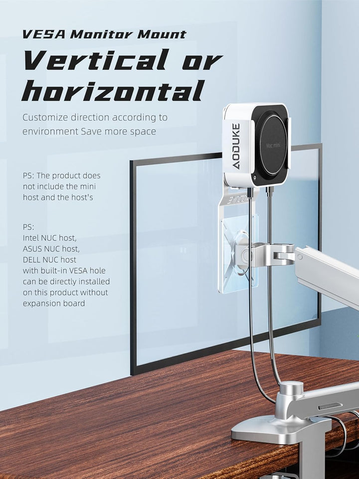 Dual VESA Panel Mini PC Expansion Board Monitor Bracket, Suitable for 75x75/100x100 mm Hole Pitch Br