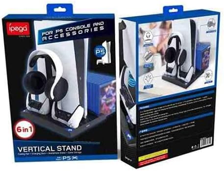 ipega 6 in 1 Standfuss Halterung für PS5 Konsole Controller Game Kopfhörer Belüftung