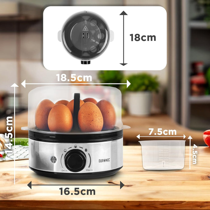 Duronic EB50 BK Eierkocher für 7 Eier, 400 Watt, Härtegrad von weich bis hart, mit Timer, mit Messbe