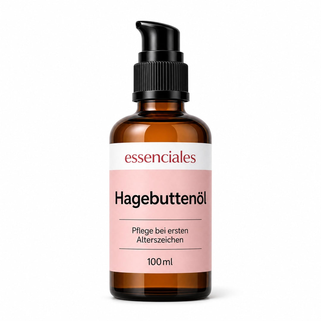Essenciales Hagebuttenöl 100 ml | Wildrosenöl Pflegeöl für Gesicht & Körper | Kaltgepresst, Vegan |