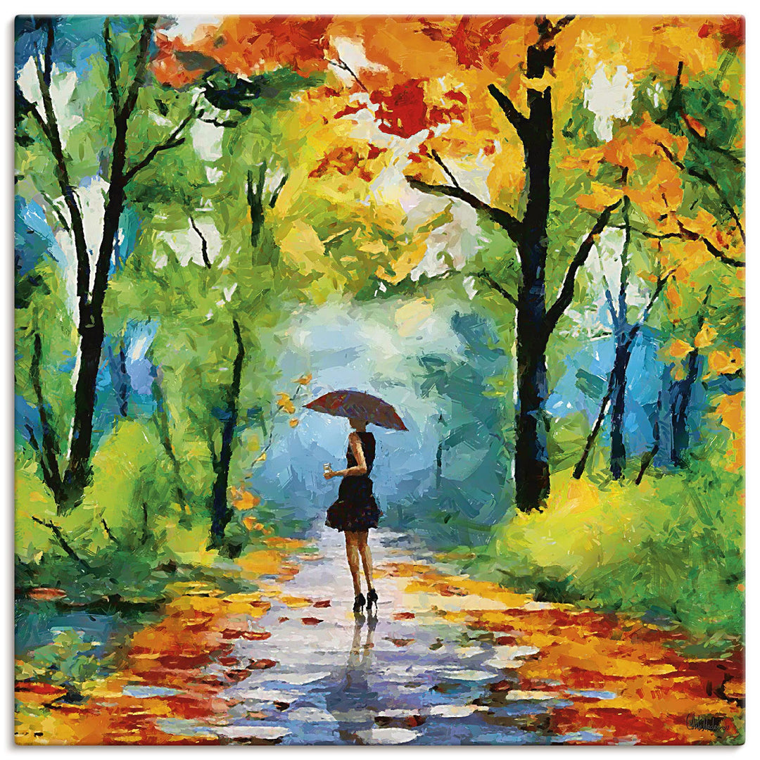 ARTland Leinwandbilder Wandbild Bild auf Leinwand 70x70 cm Gemälde Landschaftsbilder Wald Herbst Nat