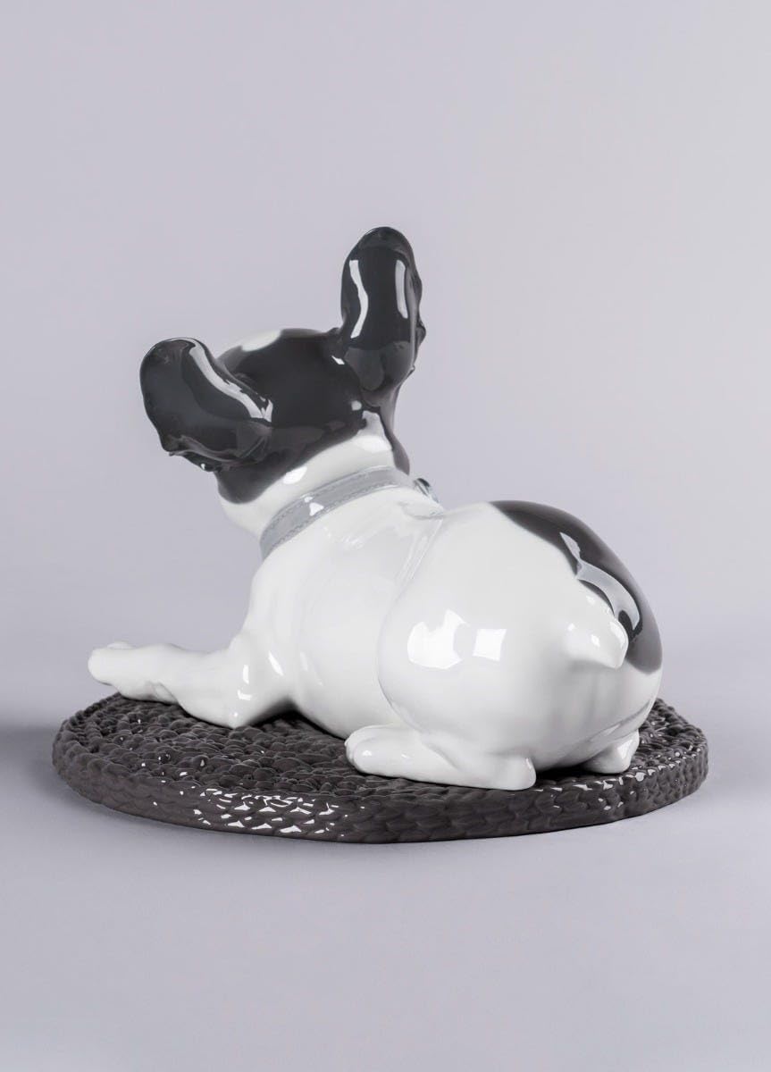LLADRÓ French Bulldog with Macarons Dog Figurine. Bulldogge. Porzellan.