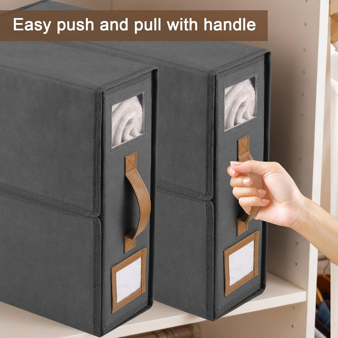Zocipro 2 Stück Bettwäsche Aufbewahrung Organizer, 38x32x11,5 cm Faltbare Unterbettkommoden, Bettwäs