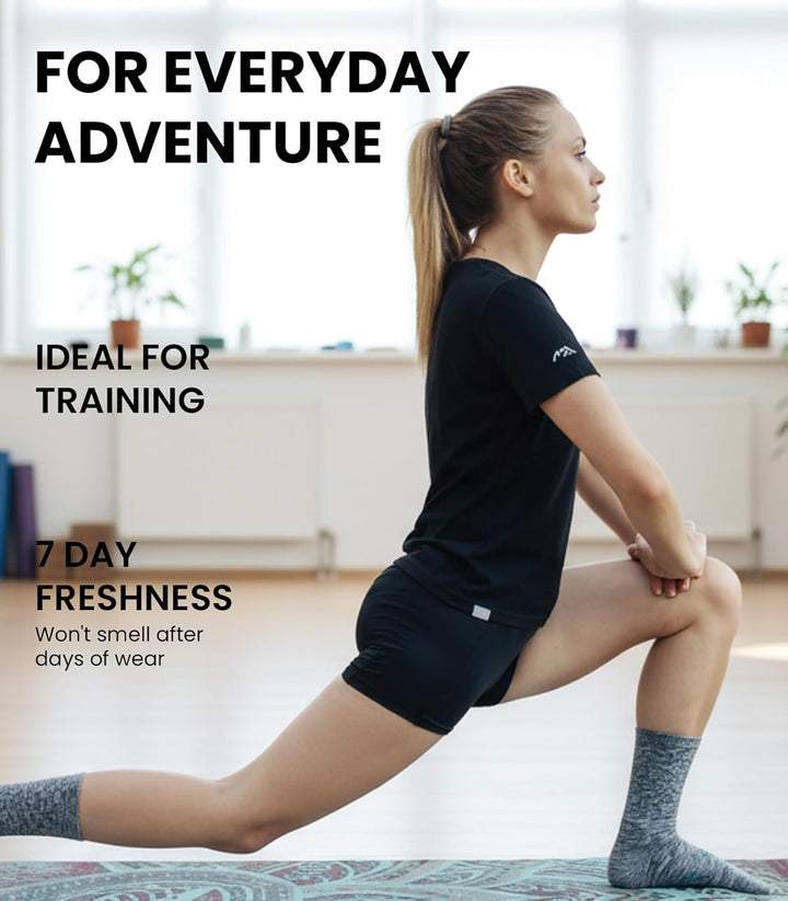 Merino.tech 100% Merino T Shirt Damen - Merinowolle Sport Wandern Thermoshirt Damen + Wandersocken B