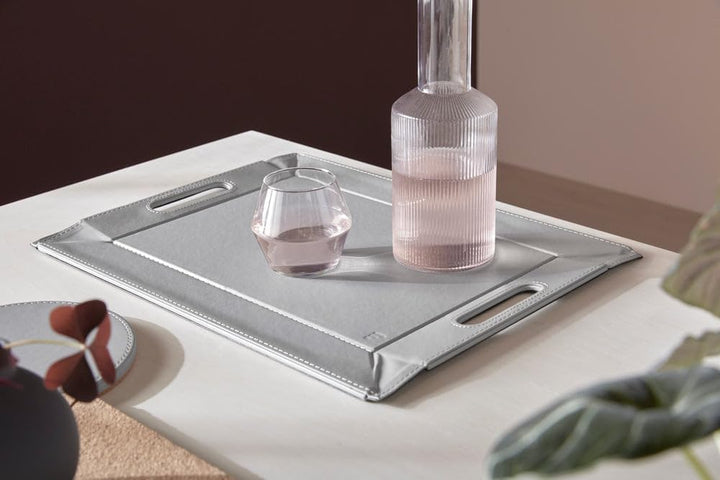 FREEFORM DUO - 2in1 wendbares Tablett & Tischset, grau/schwarz, Kunstleder, Masse: 55 x 41 cm Grau/S