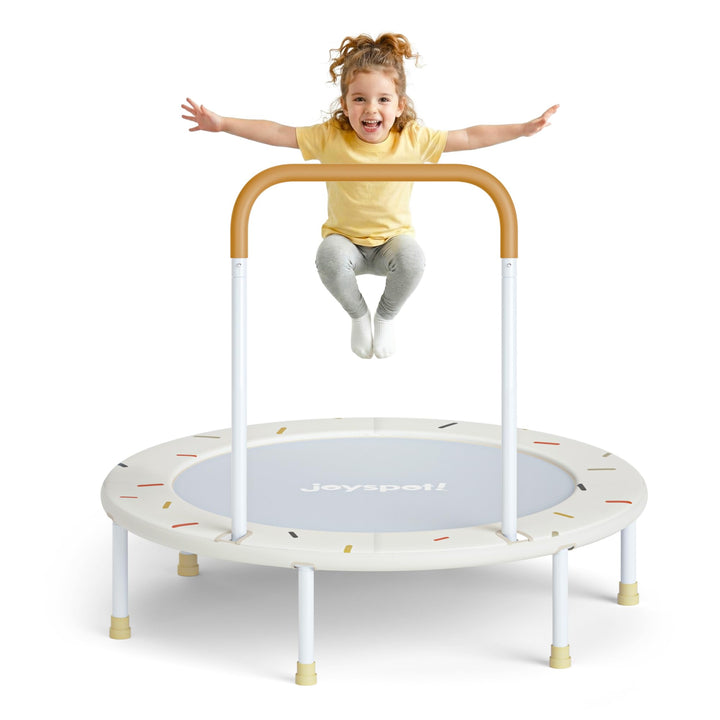 JOY SPOT! Ø 91cm Kinder Trampolin mit Schaumstoffgriff, faltbares Mini Trampolin für drinnen &amp; draus