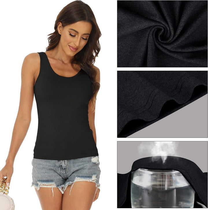 BQTQ 5 Stück Unterhemd Damen Crop Top Tank Top Basic Cami Tank Top für Frauen und Mädchen S Schwarz,
