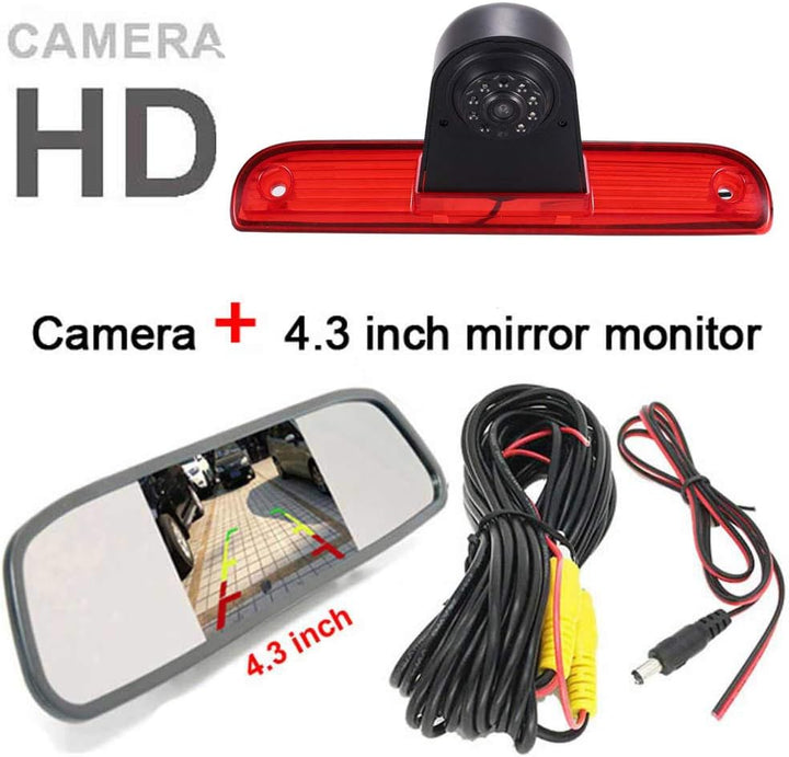 【4.3'' Rückspiegel Monitor + Rückfahrkamera Transporter】im 3. Bremsleuchte HD Rückfahrkamera für FIA