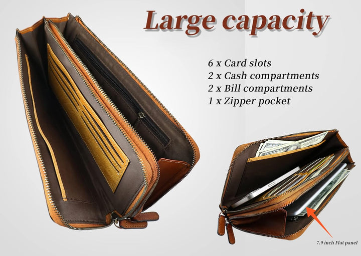 Herren Geldbörse Leder Wristlet Unterarmtasche Vintage Wristlet Business Handtasche Coin Money Pouch