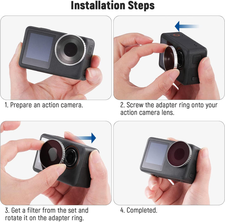NEEWER ND/CPL Filter Set Kompatibel mit DJI Osmo Action 3, HD Optisches Glas ND8/PL+ND16/PL+ND32/PL+