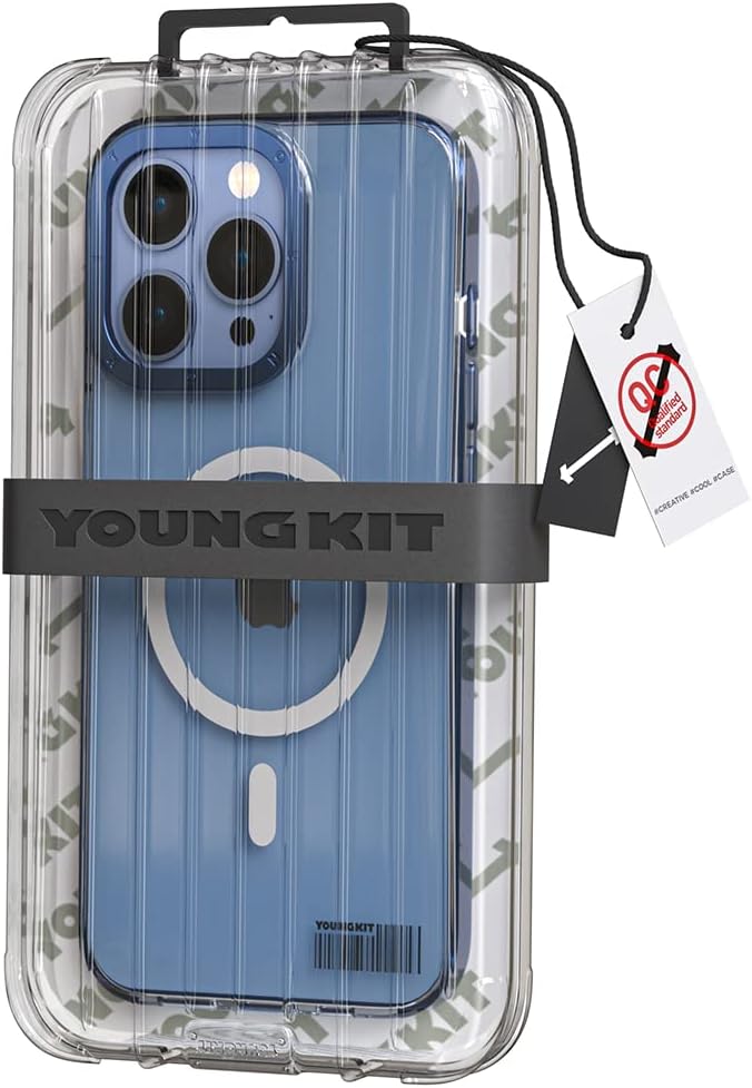 YOUNGKIT für iPhone 14 Pro Hülle, Stossfeste Kratzfeste Schutzhülle Slim Klar Case Chargement magnét