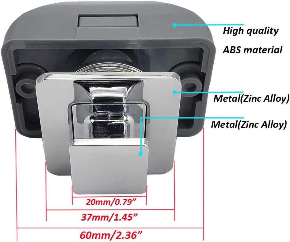PUROCEAN Metall-Druckknopf-Verriegelung, quadratisch, für Wohnmobile, Chrom, 6 Stück Chrome, Chrome