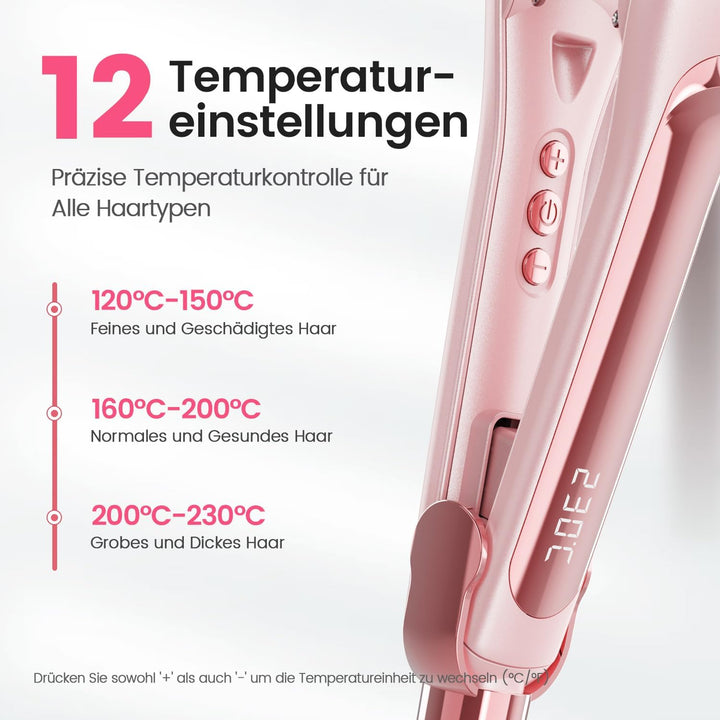 Dekuri Glätteisen, 42 mm breite Platten, wasserbasierter Keramik-Glätteisen Locken und Glätten, Haar