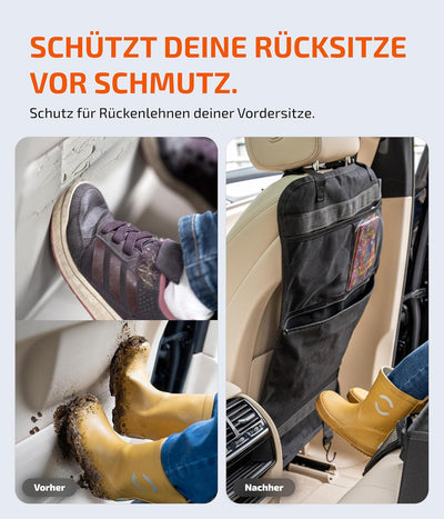 LIONSTRONG® Auto Organizer Kinder Rücksitz schwarz [WASSERDICHT] - Rückenlehnenschutz Auto Kinder un