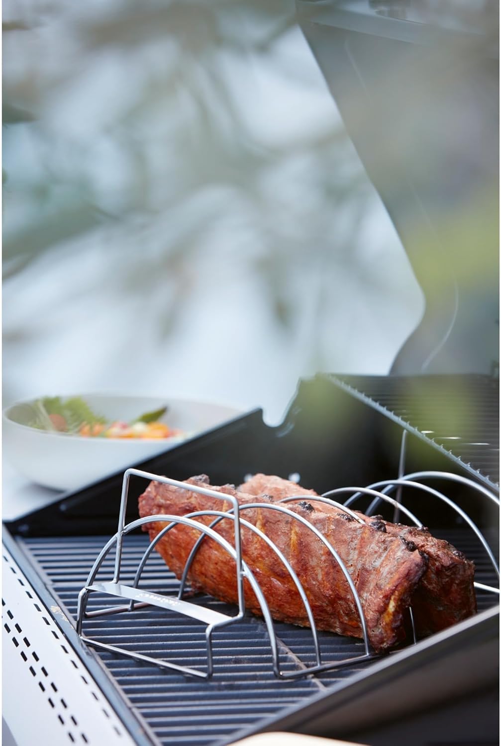 Barbecook Spareribs halter grill, Rippchenhalter grillen aus edelstahl, 34,5x20x15cm, Silber