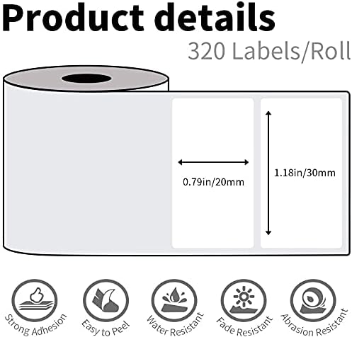 3 Rollen Phomemo M120/M110 Etiketten, 1.18"x 0.78" (30 x 20 mm) Thermoetikettenpapier für Phomemo M1
