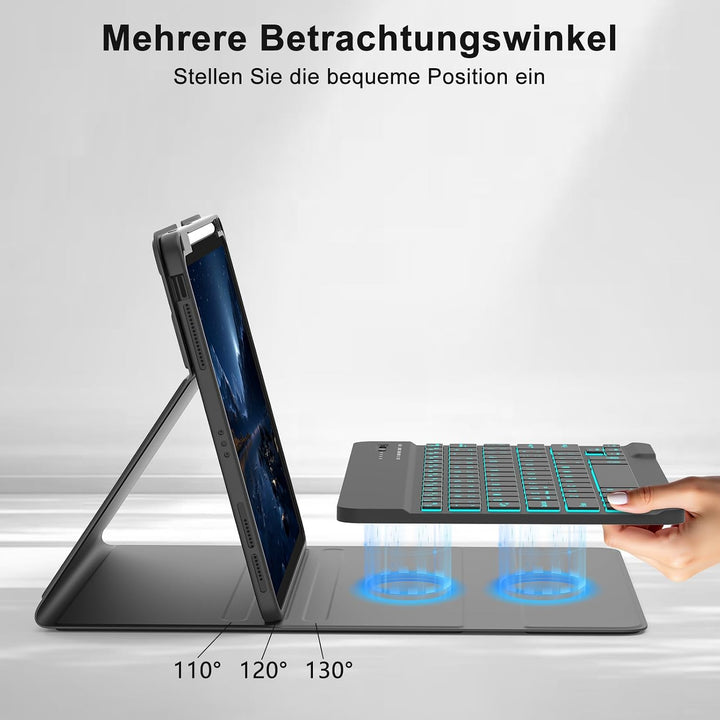 MMK Hülle mit Tastatur für iPad Air 11" M4 2026/M3 2025/M2 2024, QWERTZ | Hülle für iPad Air 5/4,Pro