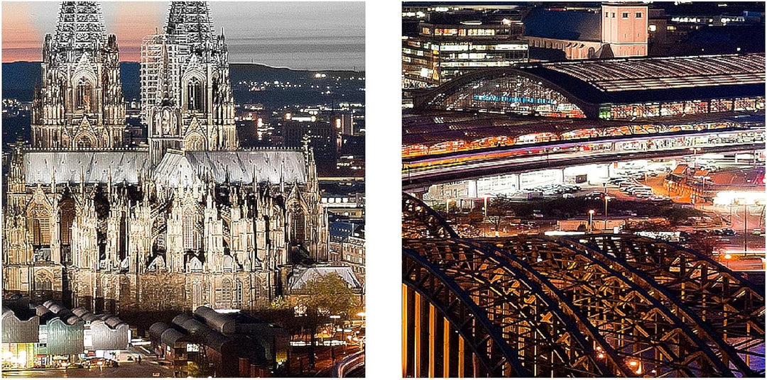 Runa Art Bild Modern Köln - Made in Germany - Wandbilder Kölner Dom Grau 4 Teilig 601542c 100 x 50 c