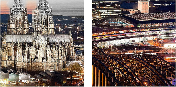 Runa Art Bild Modern Köln - Made in Germany - Wandbilder Kölner Dom Grau 4 Teilig 601542c 100 x 50 c