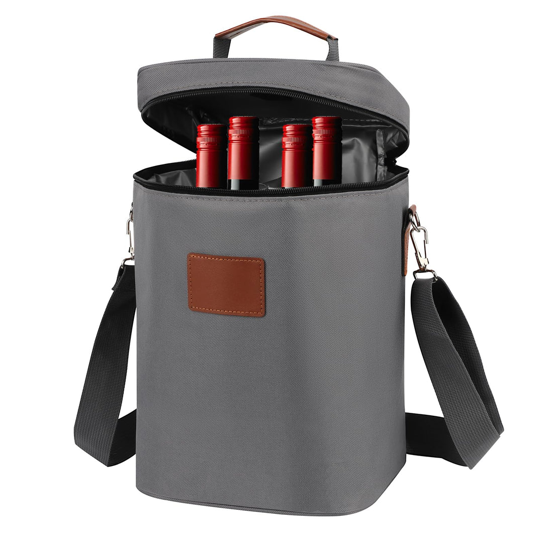 Kühltasche für 4 Flasche, Flaschenkühler für Unterwegs, Flaschentasche Isolierter Weintasche Biertas