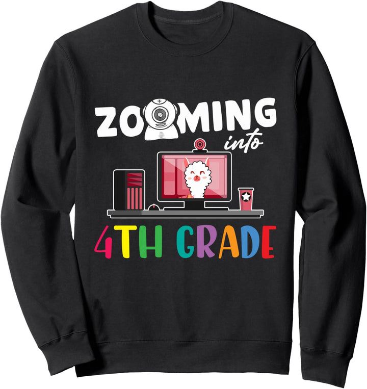 Zooming Into 4th Grade - Back To School - Llama Lover Sweatshirt