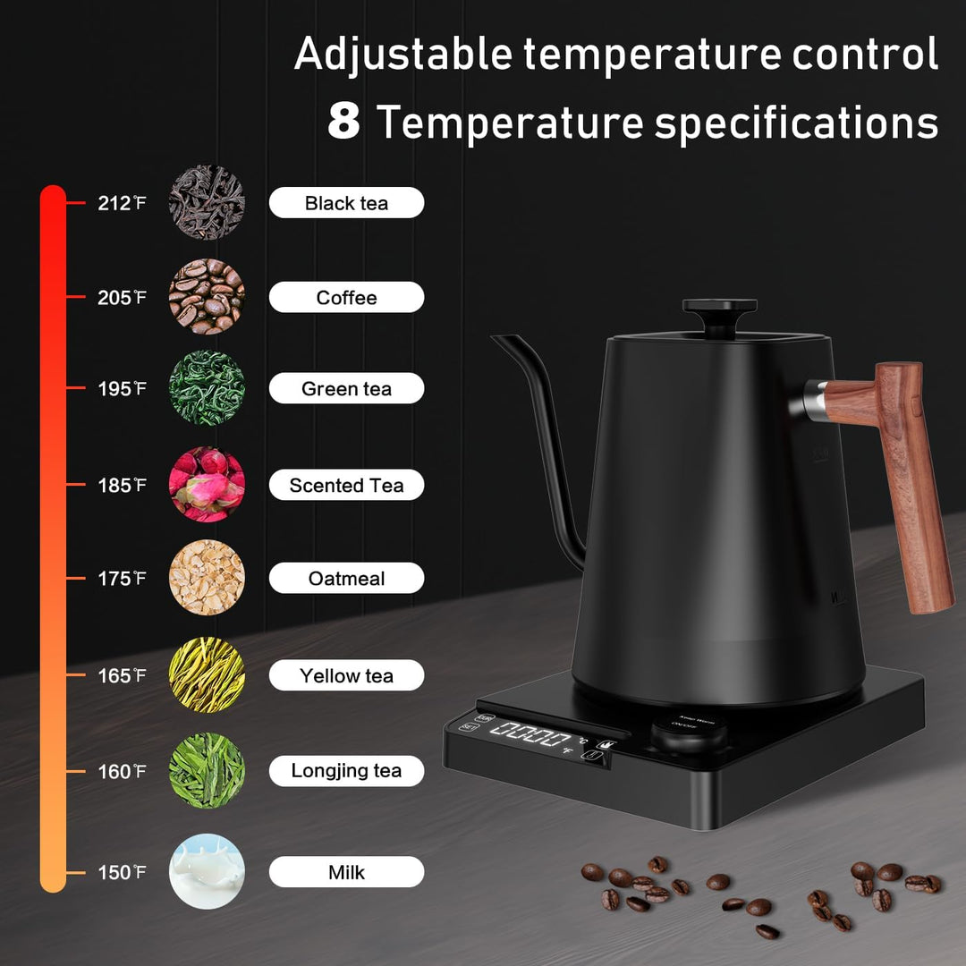 Elektrischer Schwanenhals Wasserkocher Kaffee- und Teekanne, Edelstahl Temperaturregelung Wasserkoch