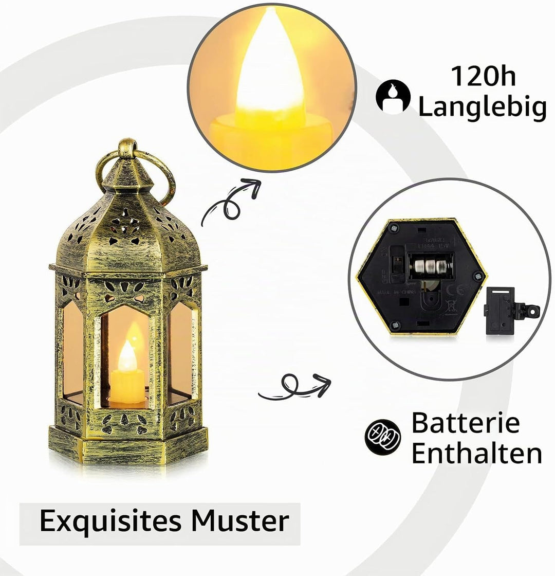 Romadedi Laterne Gold Hochzeit Tischdeko - 20er Set Mini Laterne zum Aufhängen, mit LED Kerzen für P