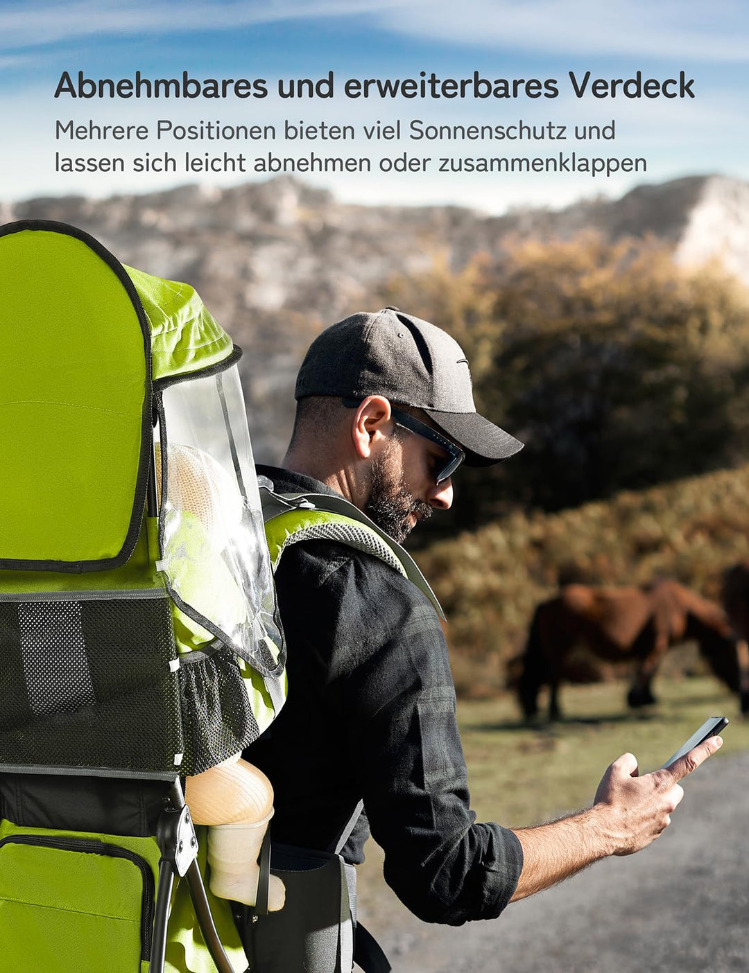 besrey Kraxe Kindertrage mit Aufbewahrungstasche, tragbare Kinderrückentrage für Reise, Kinderkraxe