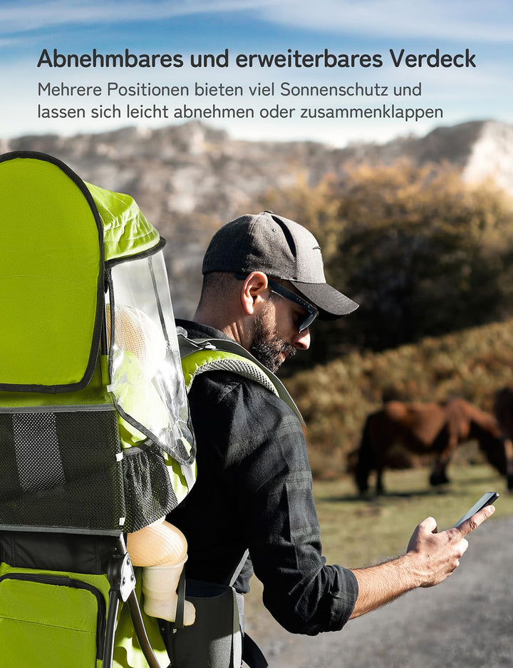 besrey Kraxe Kindertrage mit Aufbewahrungstasche, tragbare Kinderrückentrage für Reise, Kinderkraxe