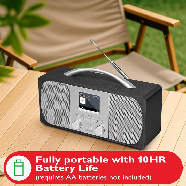 Tragbares DAB Radio | Digitalradios netz- und Batteriebetrieben | DAB Radiowecker | UKW-Radio,Blueto