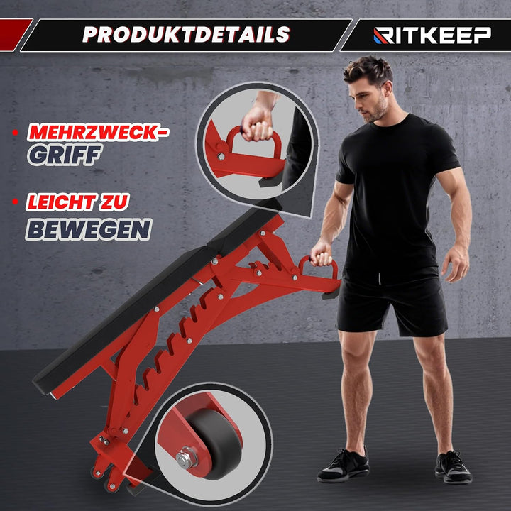 RitKeep RAB-3000 Hantelbank, 590 kg, verstellbare Schrägbank für Home Gym | 10 Rückenlehnen- & 4 Sit