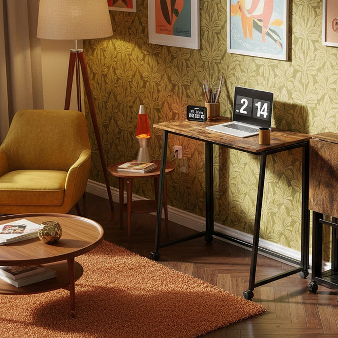 MEUBLE Cosy Klapptisch mit Rollen, Multifunktionaler Faltbar Tisch für Wohnzimmer, Einfacher Aufbau,