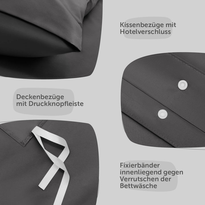 Blumtal Bettwäsche 220x240 cm + 2X Kissenbezug 80x80 cm - Oeko-TEX zertifizierte Mikrofaser Bettwäsc
