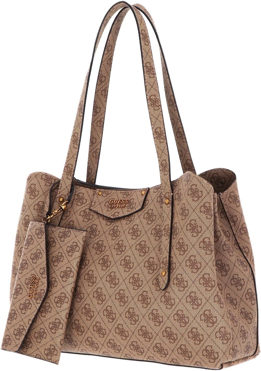 GUESS Damen Eco Brenton Girlfrie Tasche Latte Logo, Latte Logo