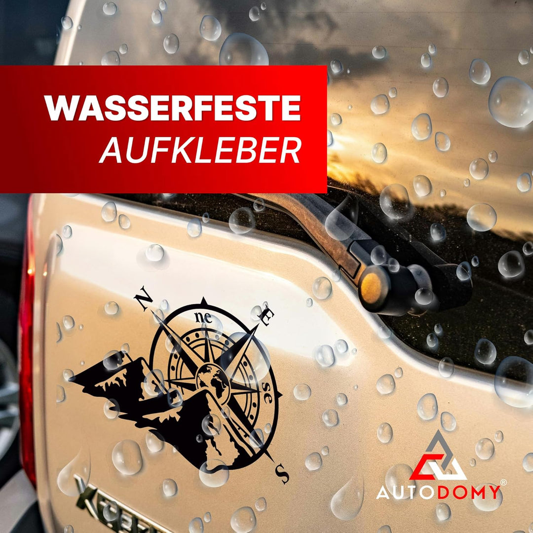 Autodomy Kompass Off Road Sport Trail 4x4 Weltkarte Aufkleber Paket 2 Stück für Auto oder Motorrad (
