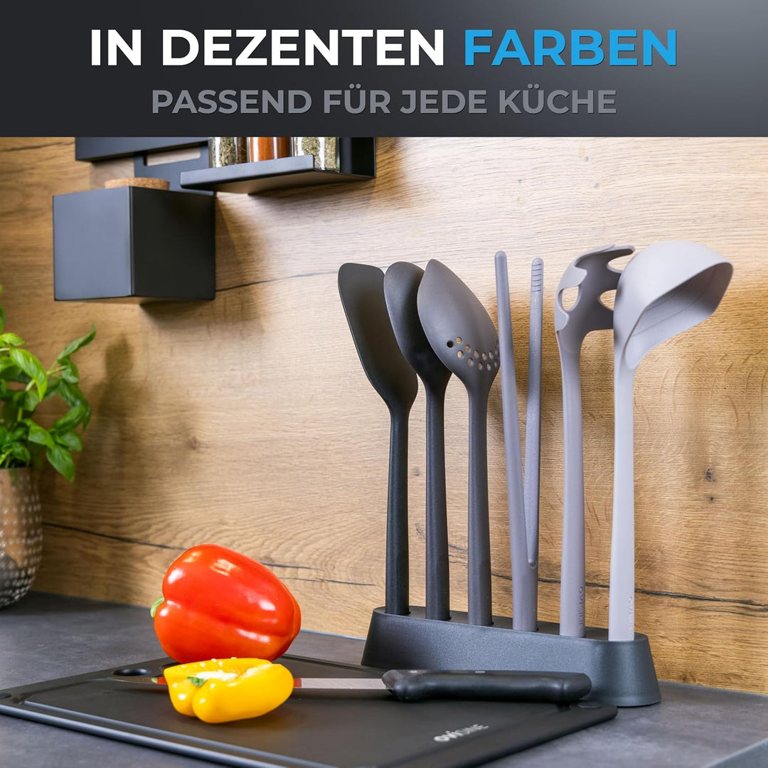 Sénart Küchenhelfer-Set | 6-teilig mit Ständer | hitzebeständig | Küchenutensilien Set | Küchen Zube
