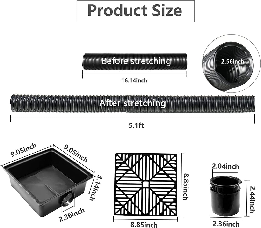 Regenrohrklappe Fallrohr Verlängerungsset, 12×12 Zoll flaches Fallrohr des Auffangbeckens mit Plasti